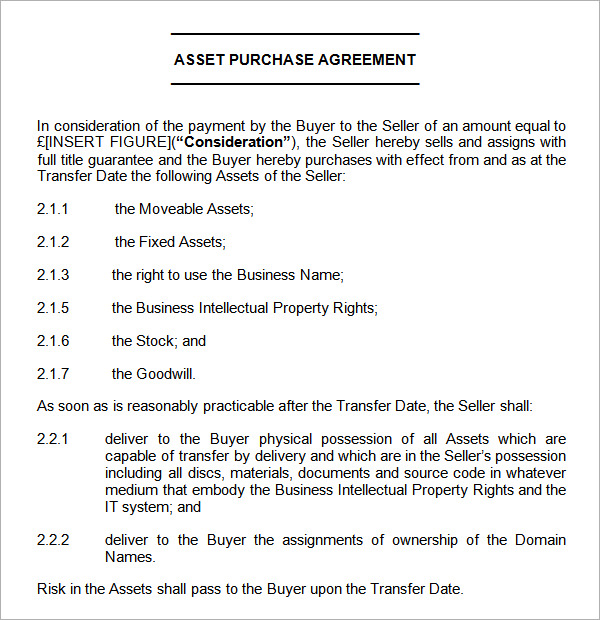 asset purchase agreement templates simple asset purchase agreement 