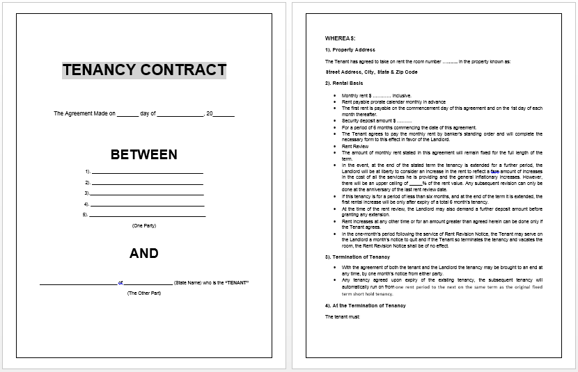 basic lease agreement template tenancy contract template microsoft 