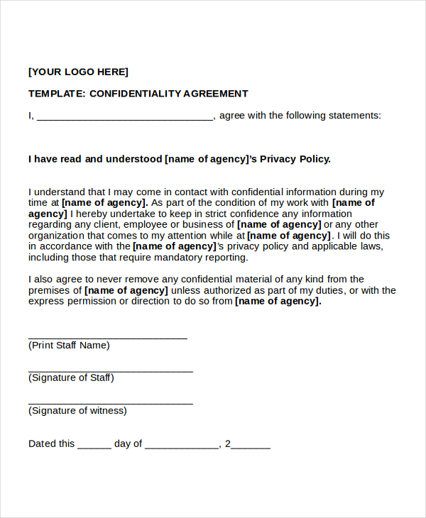 free nondiscloser agreement template non disclosure agreement 