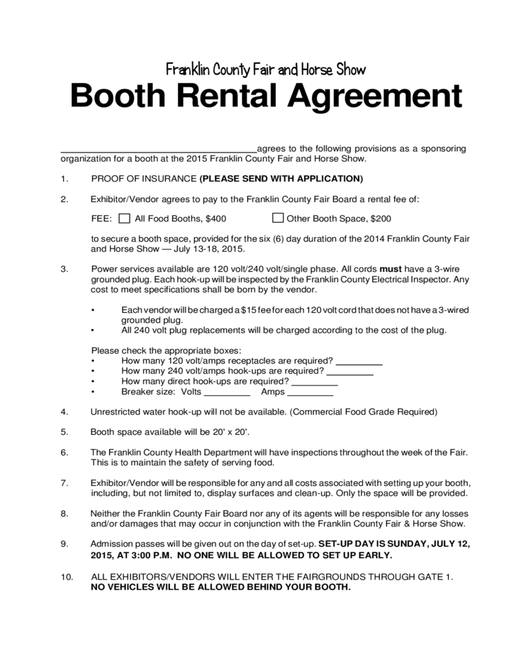 chair rental agreement template sample booth rental agreement 