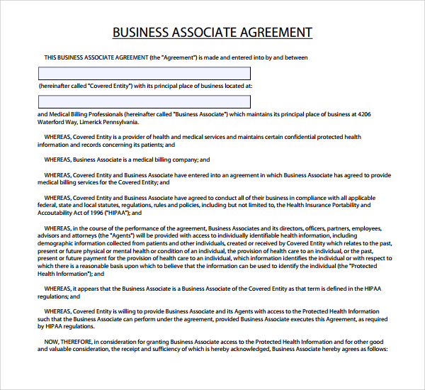 7+ Business Associate Agreement Templates | Sample Templates