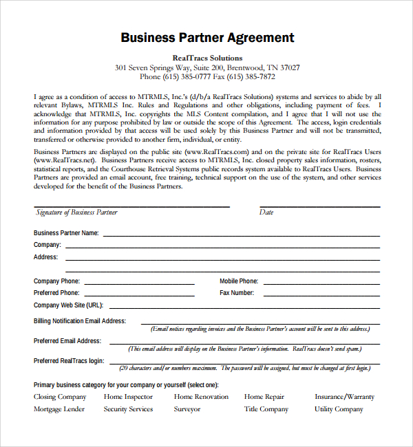 business partner agreement .rule of law.us