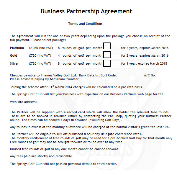 small business partnership agreement template interesting business 