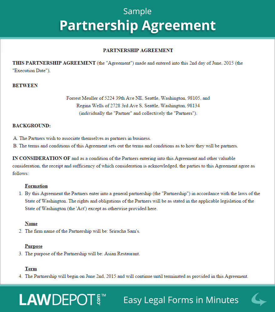Partnership Agreement Template (US) | LawDepot