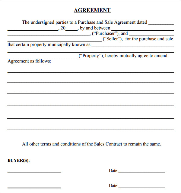 amendment to purchase and sale agreement template sales and 