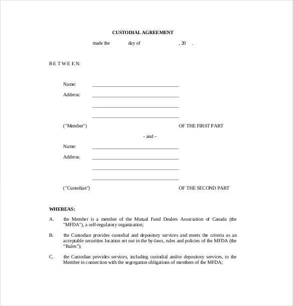 free custody agreement template child custody agreement template 