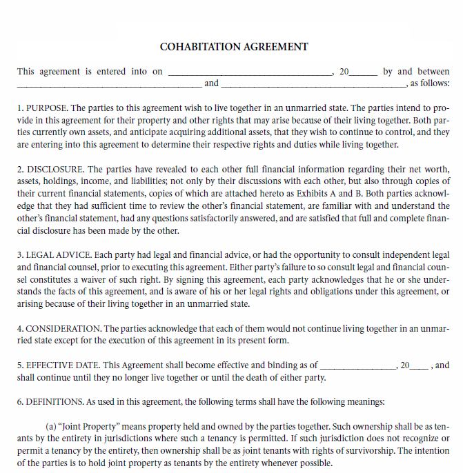 Free Printable Cohabitation Agreement Printable Agreements