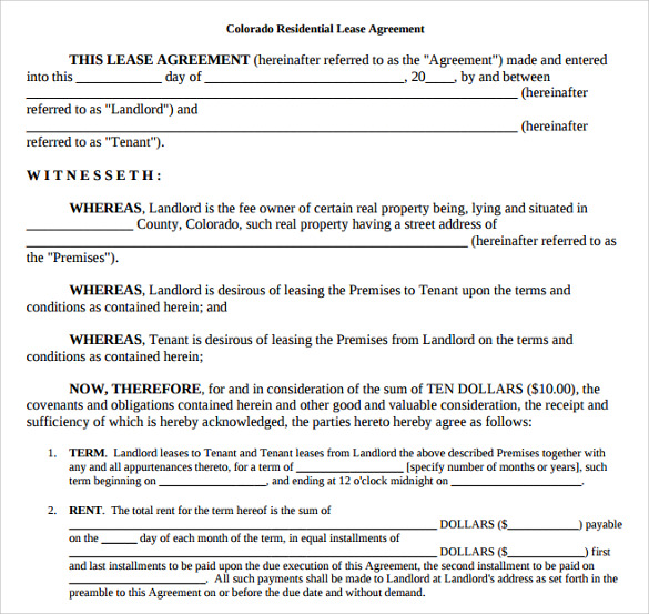 free rental agreement template colorado printable lease agreement 