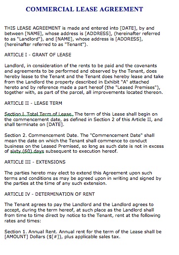 retail lease agreement template free florida commercial lease 
