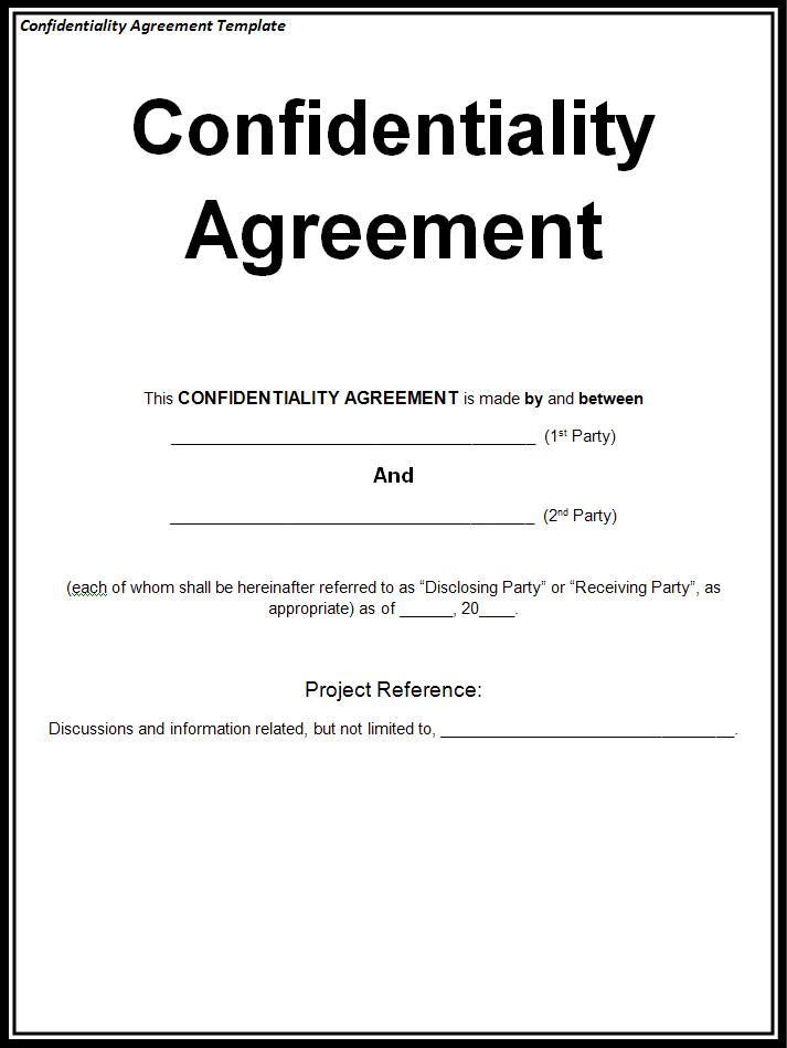 privacy agreement template standard confidentiality agreement 