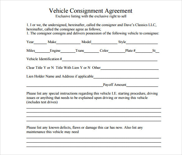 16 Sample Consignment Agreement Templates to Download | Sample 