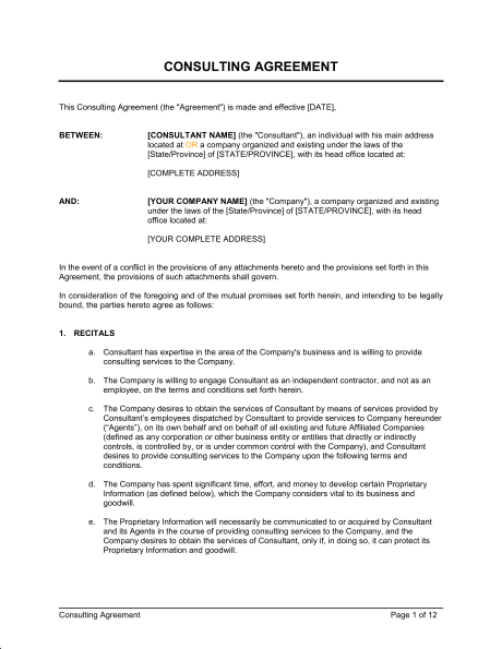 it consulting agreement template consultancy agreement template 