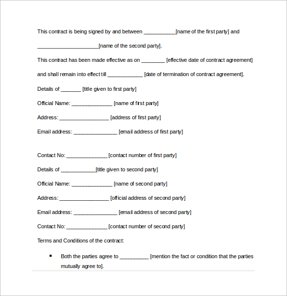 agreement template between two parties template for agreement 