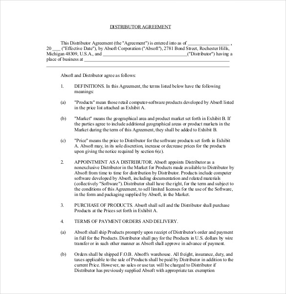 Distribution Agreement Template – 15+ Free Word, PDF Documents 