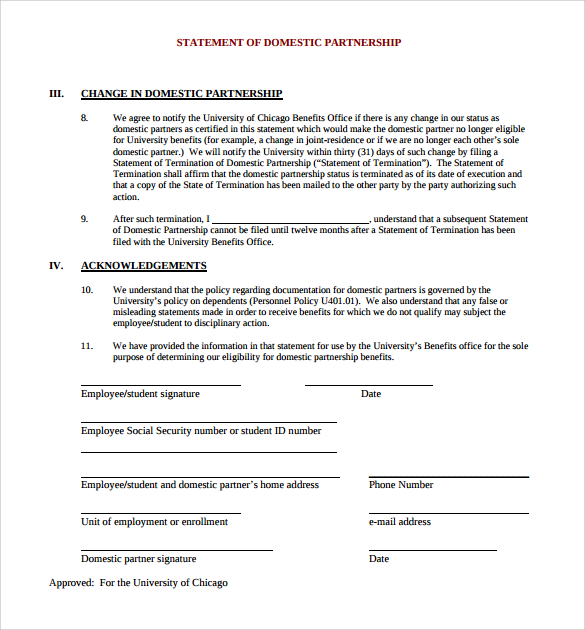13 Domestic Partnership Agreements to Download | Sample Templates