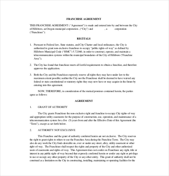 Franchise Agreement Template – 12+ Free Word, PDF Documents 