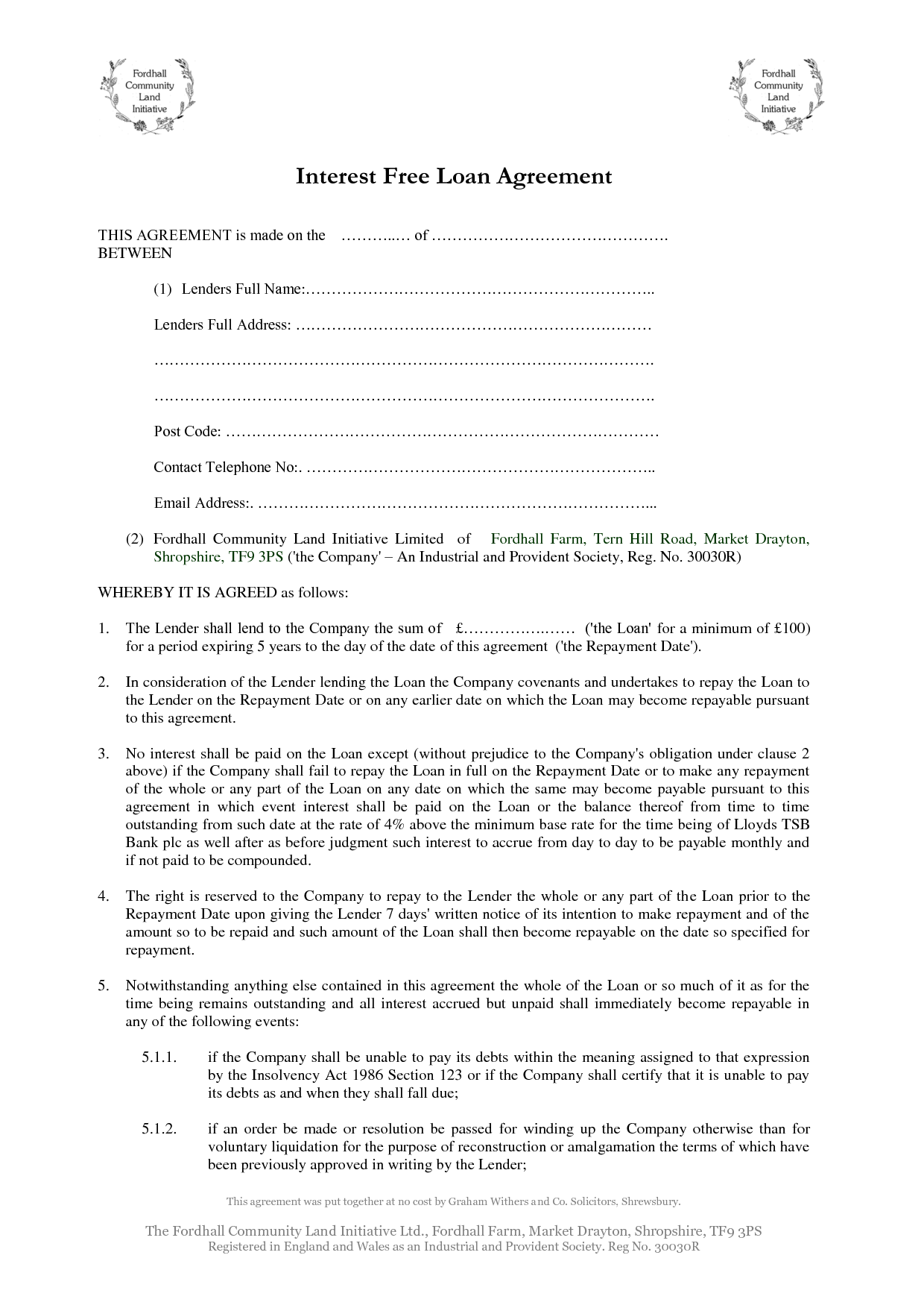 Awesome Collection for Free Printable Loan Agreement Template In 