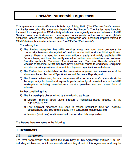 agreement template free partnership agreement template free 