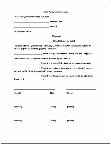 printable rental agreement template basic rental agreement and 