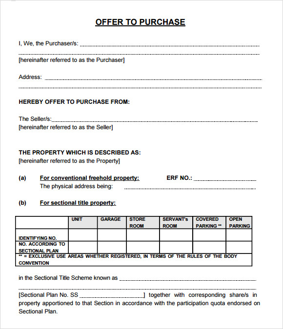 Real Estate Purchase Offer Form Free Fillable PDF Forms | Free 