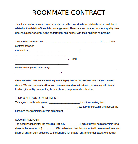 apartment roommate agreement template 15 roommate agreement 