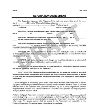 separation agreement template free separation agreement template 