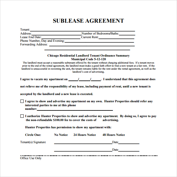 free sublease agreement template sublease agreement template 
