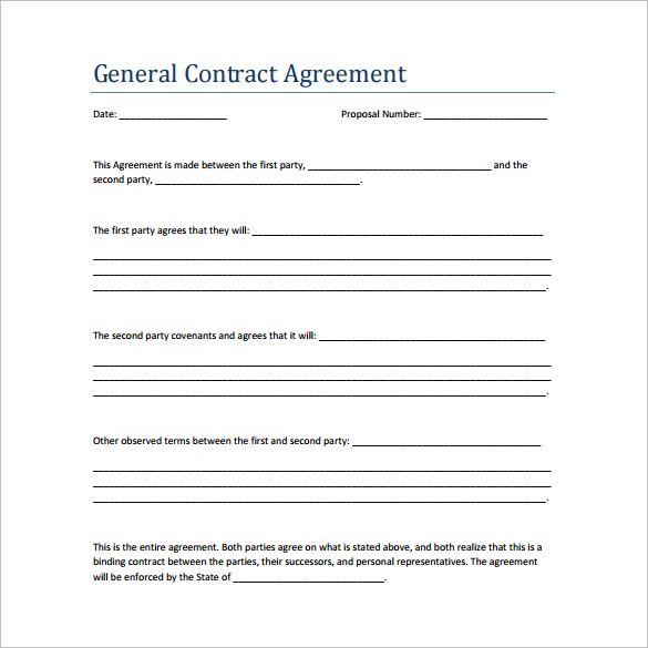 general agreement template pdf sample contract agreement 13 free 