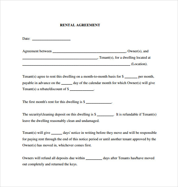 7+ Generic Rental Agreement Templates to Download | Sample Templates