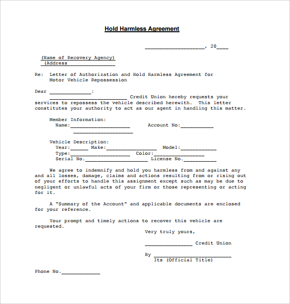 mutual hold harmless agreement template real estate hold harmless 