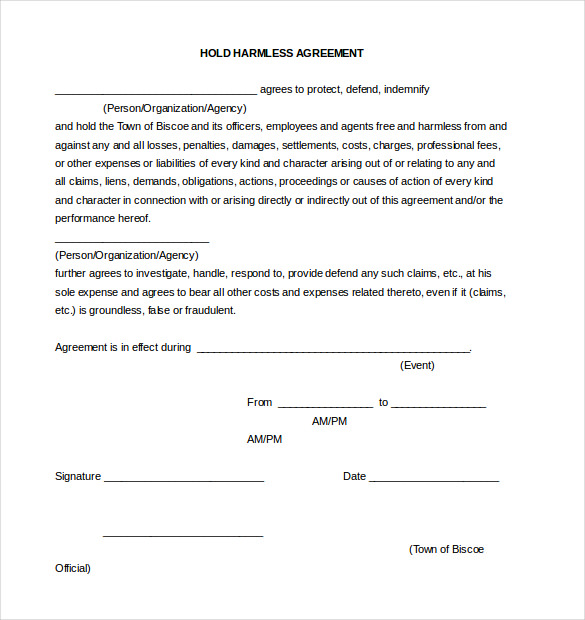 Hold Harmless Agreement Template – 13+ Free Word, PDF Document 