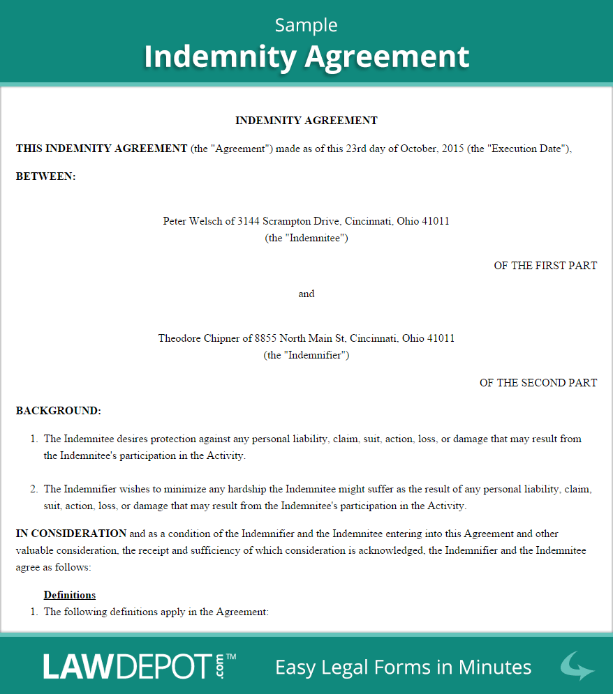 Hold Harmless Agreement Template (US) | LawDepot