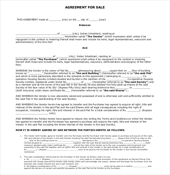 agreement of sale house template agreement of sale template sales 