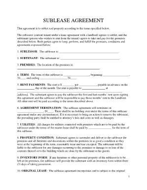 Sublease Agreement Forms and Templates Fillable & Printable 