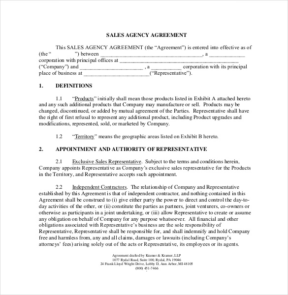 independent sales contractor agreement template independent sales 
