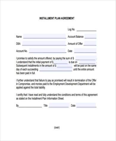 Installment Agreement Form Samples 8+ Free Documents in Word, PDF