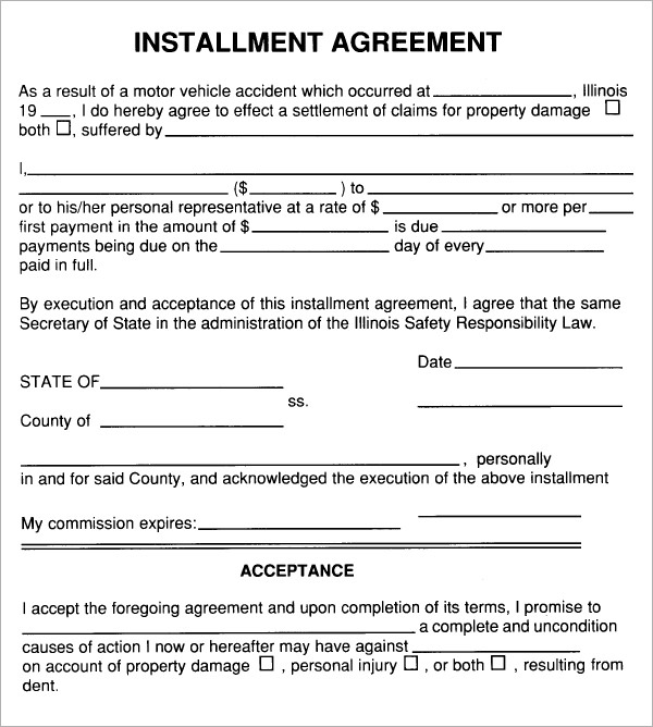 installment payment plan agreement template installment agreement 