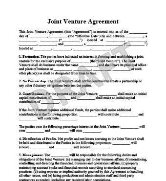 commercial co venture agreement template create a joint venture 