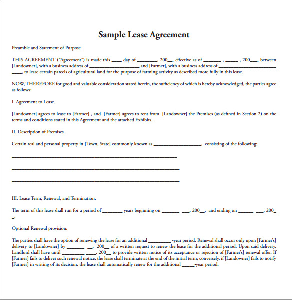 15+ Land Lease Agreements – Samples, Examples & Format | Sample 