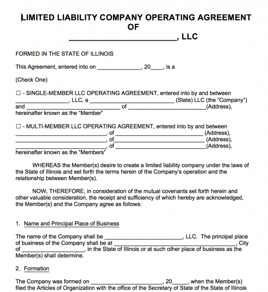 Free Illinois LLC Operating Agreement Template | PDF | Word |