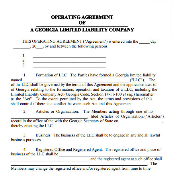 business operating agreement template business operating agreement 
