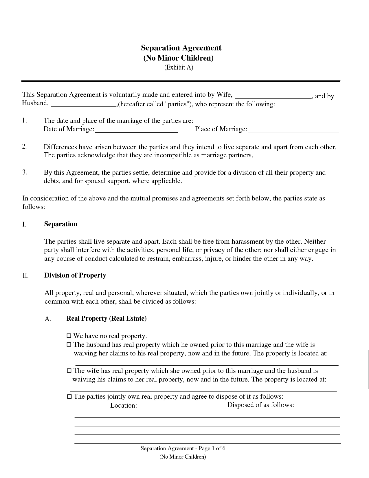 Best Photos of Free Marital Separation Agreement Forms Marriage 