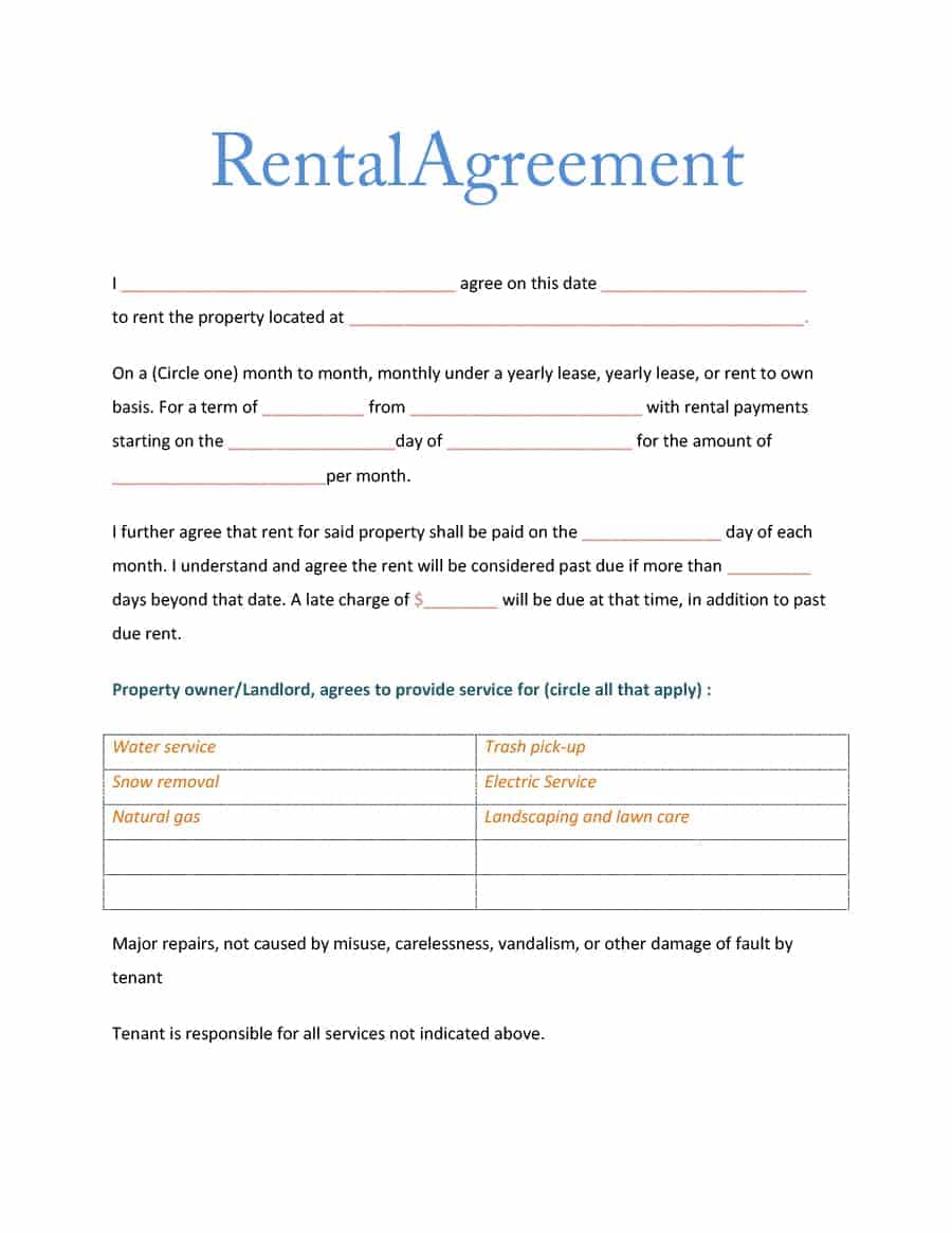 Month To Month Room Rental Agreement Landlord Template Free 