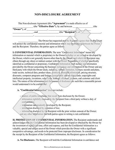 Non Disclosure Agreement (NDA) Form Create a Free NDA Form