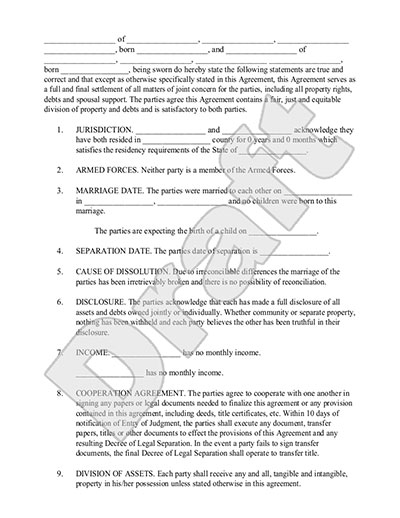 separation agreement ny template separation agreement form 