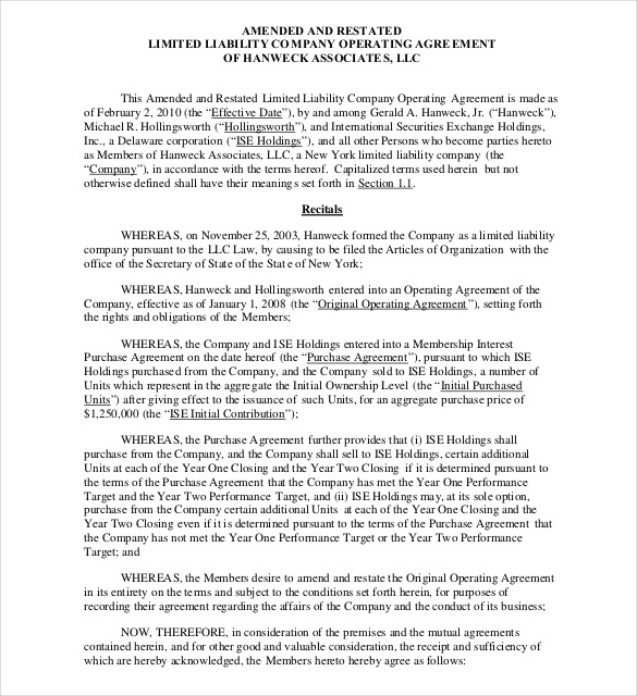 new york single member llc operating agreement template 11 