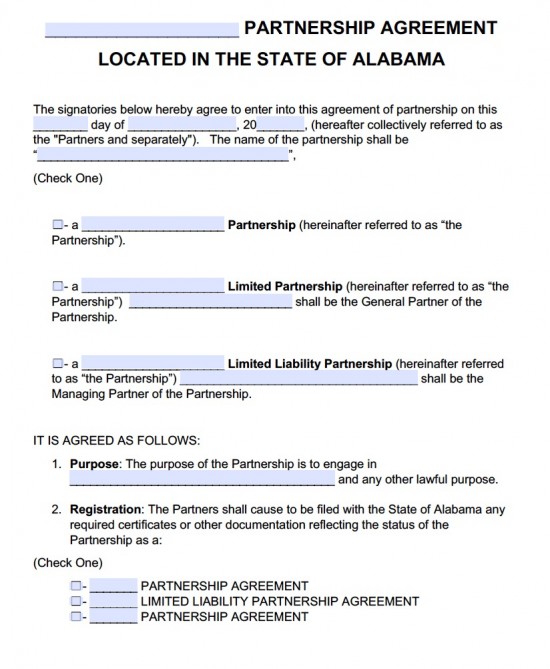 partnership agreement template pdf free alabama partnership 