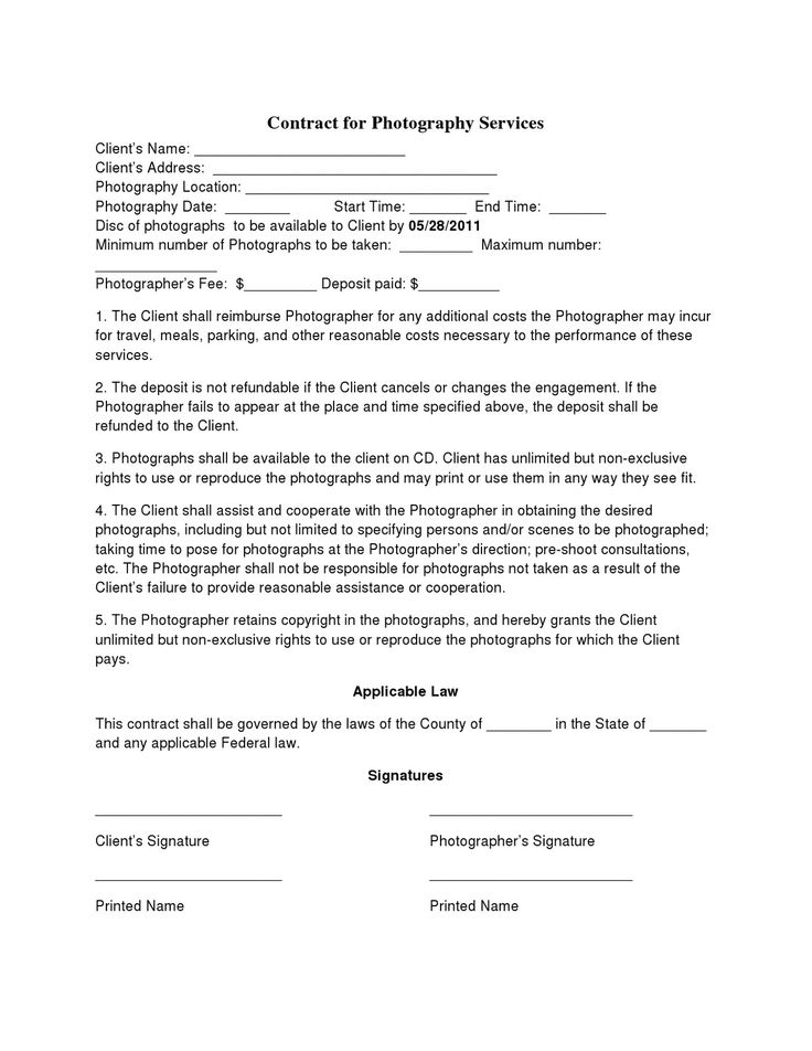 Basic Wedding Photography Contracts | Photography Contract 