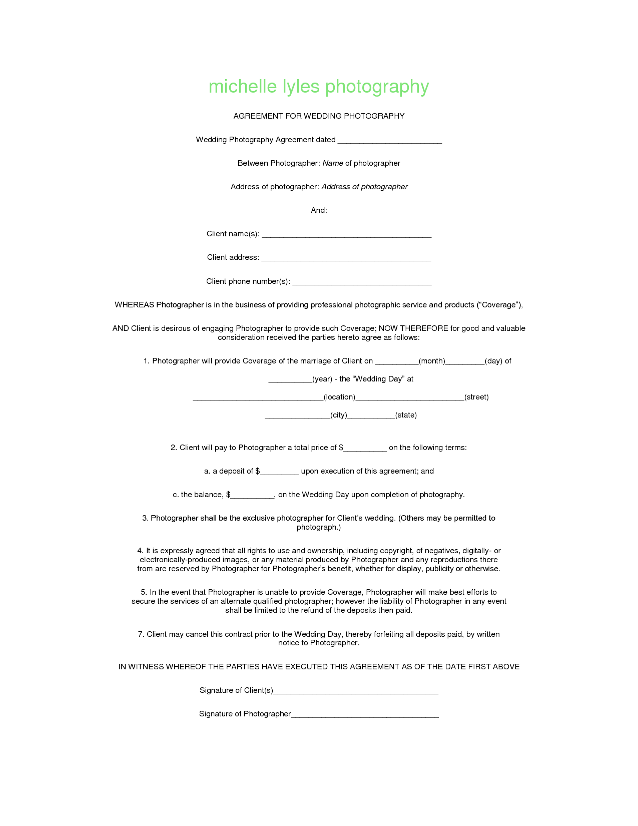 Advertising Agency Contract Template With Photography Contract 