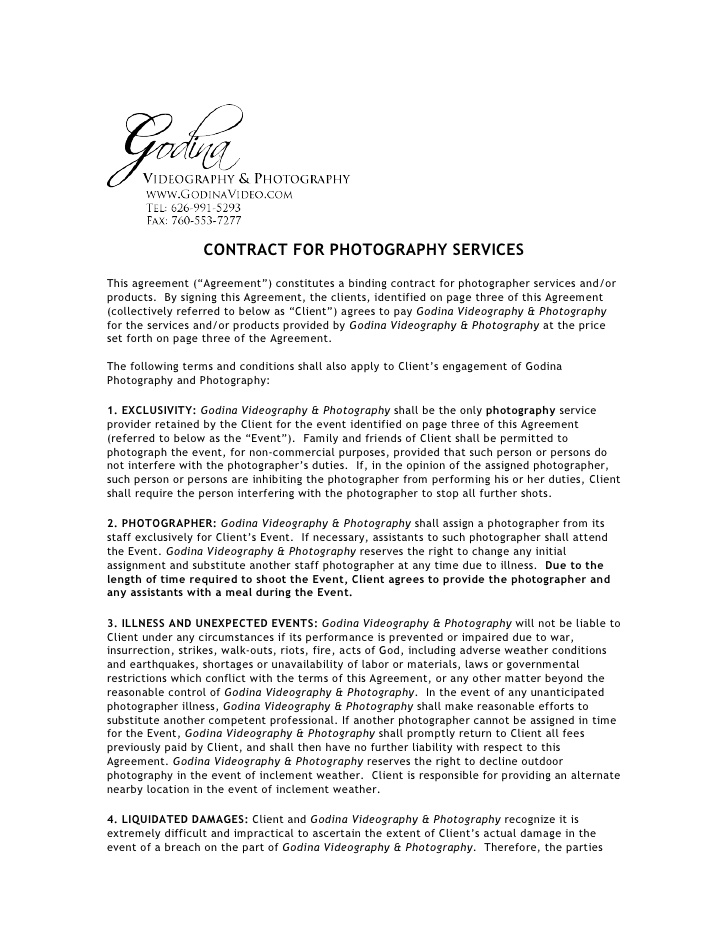 Photography contract